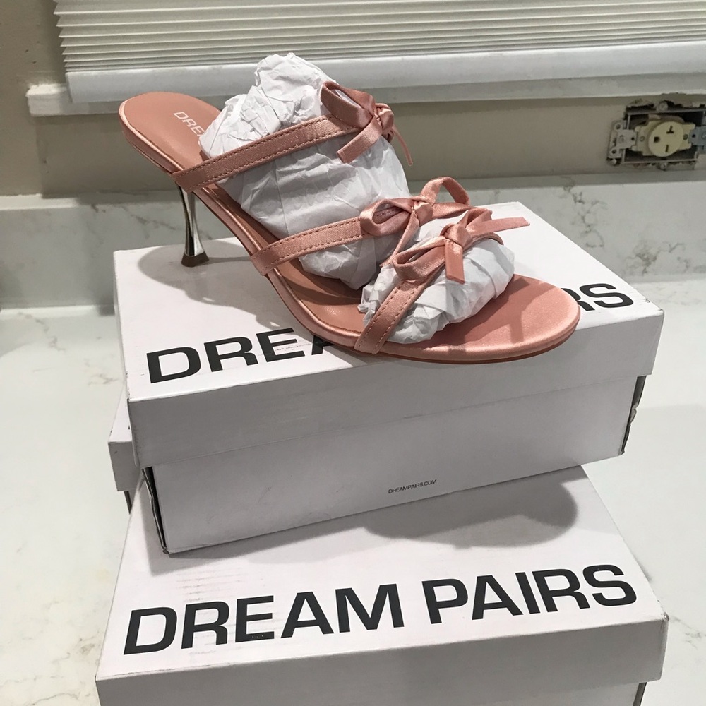 Women's Satin Bow Slide Sandals in Blush Pink